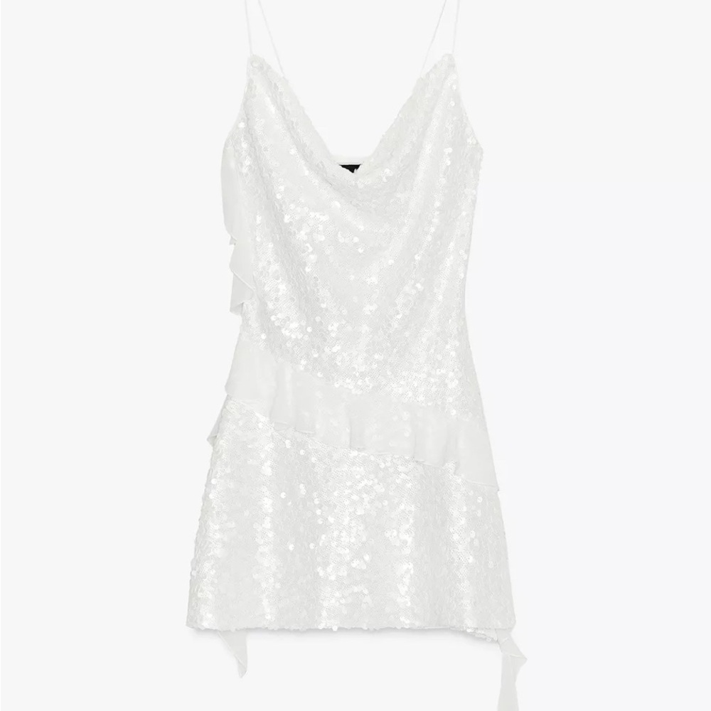 Zara White Sequin Mini Dress